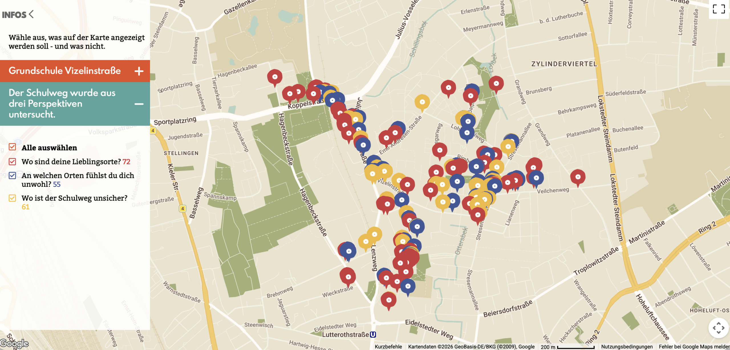 Screenshot der Stadtsache Karte