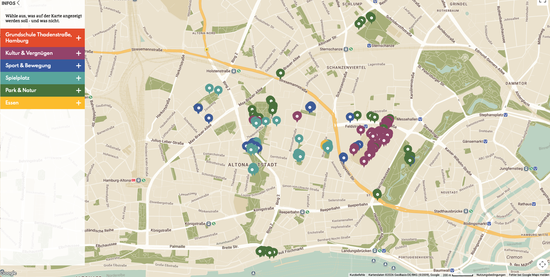 Screenshot der Stadtsache Karte