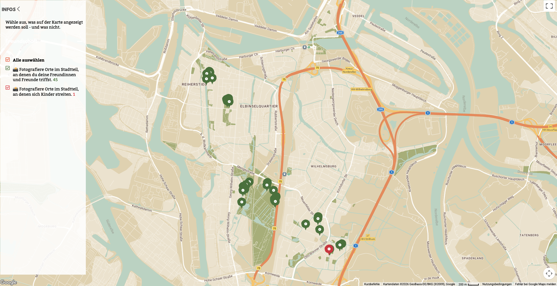 Screenshot der Stadtsache Karte