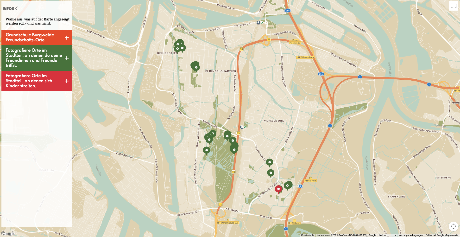 Screenshot der Stadtsache Karte