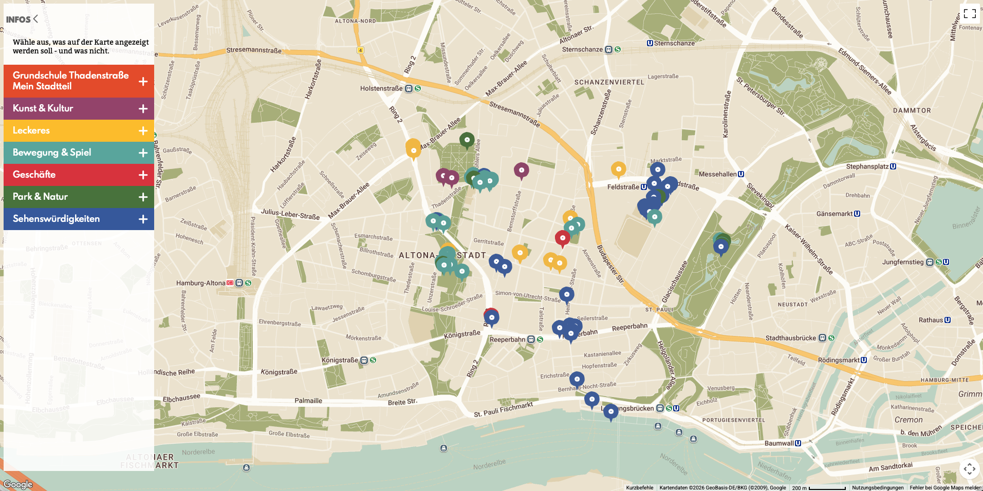 Screenshot der Stadtsache Karte