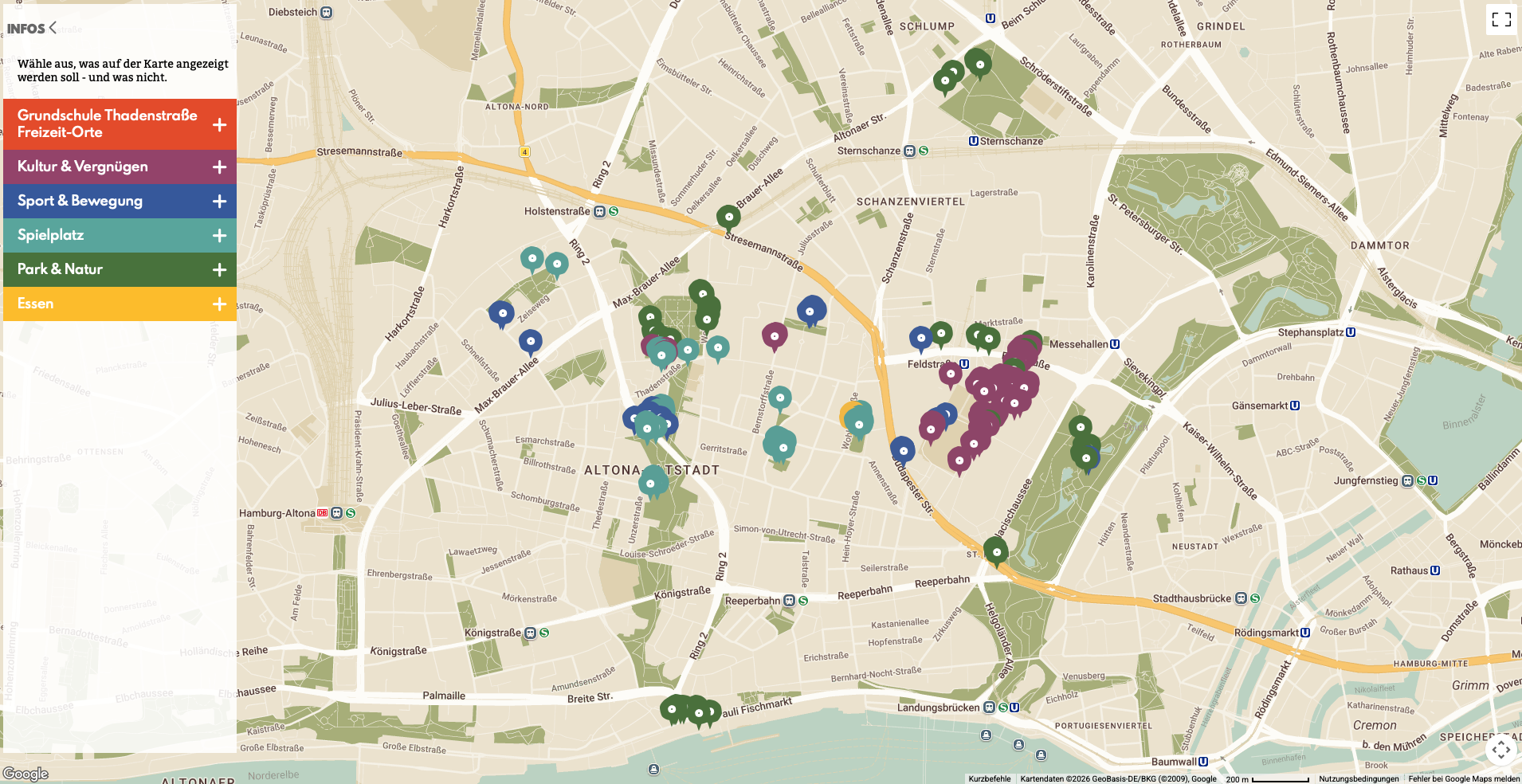 Digitale_Karte_Freizeit Screenshot der Stadtsache Karte