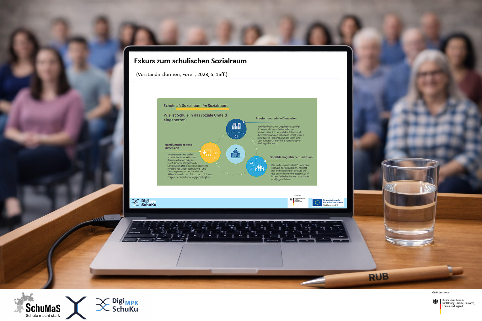 Theorie Theorie auf einem Laptop zum Exkurs im schulischen Sozialraum